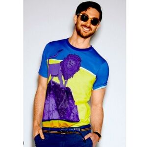 DOLCE GABBANA Purple lion t shirt graphic yellow blue mens sz L